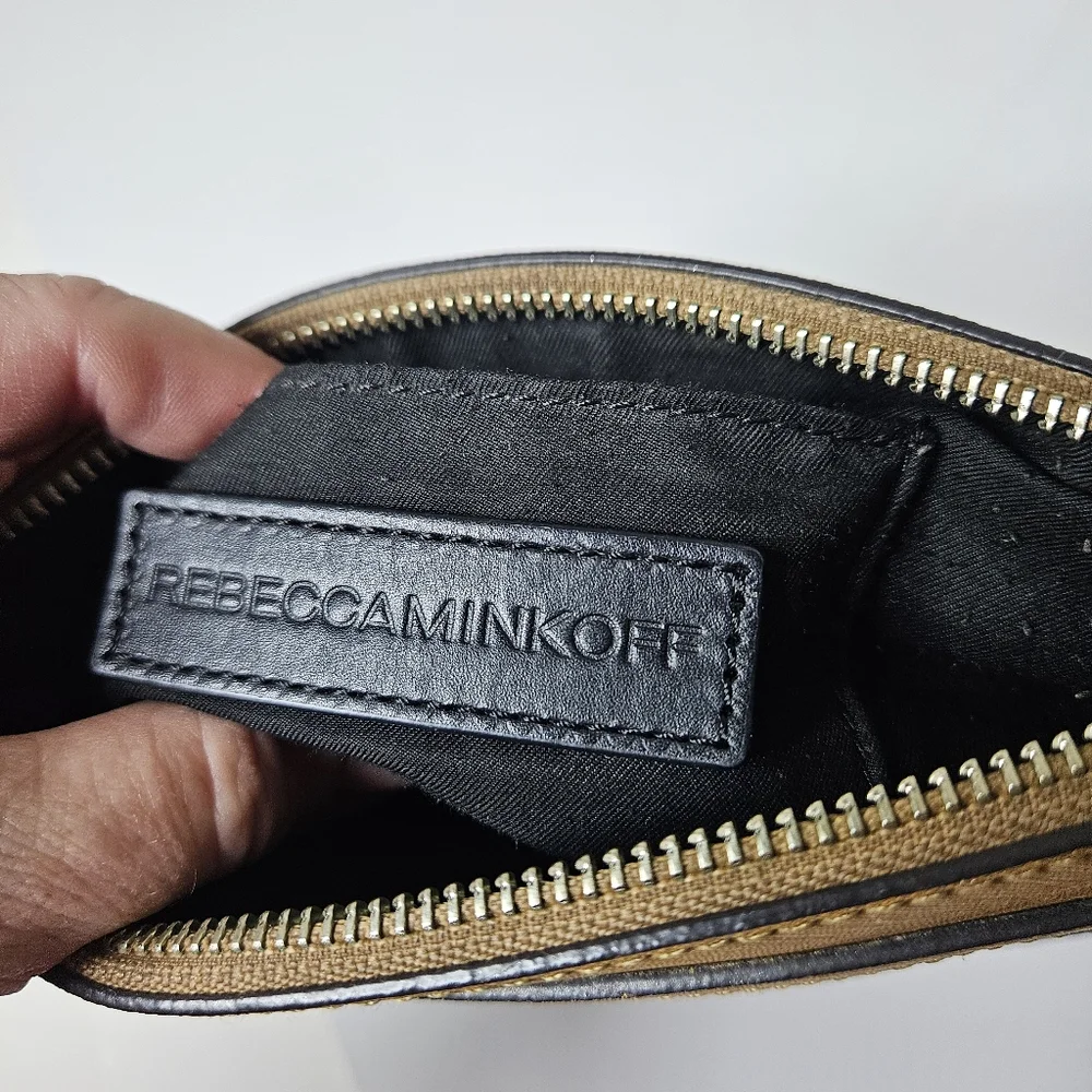 Rebecca Minkoff Brown Leather Avery Crossbody Bag Tan Zipper Pocket